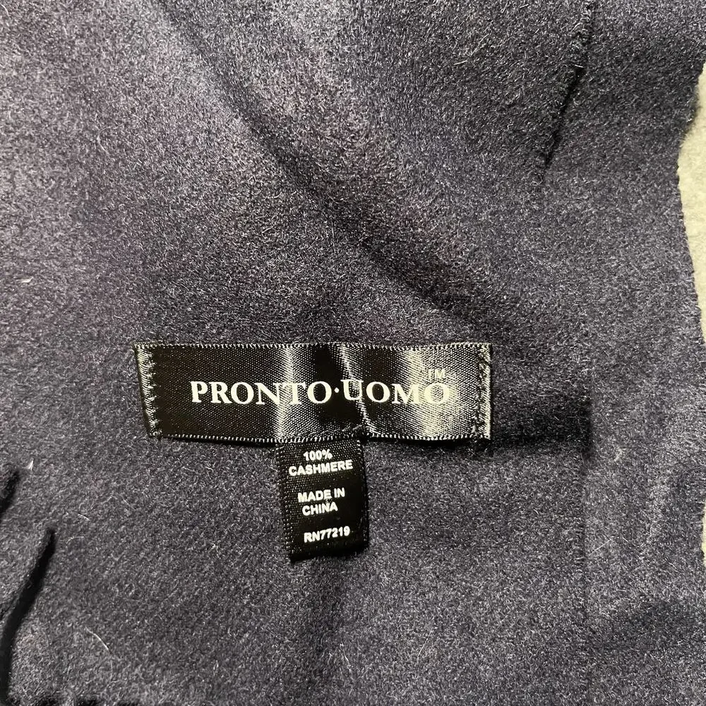 Pronto Uomo Cashmere Scarf Adult Blue Fringe Winter Warm Soft Preppy City